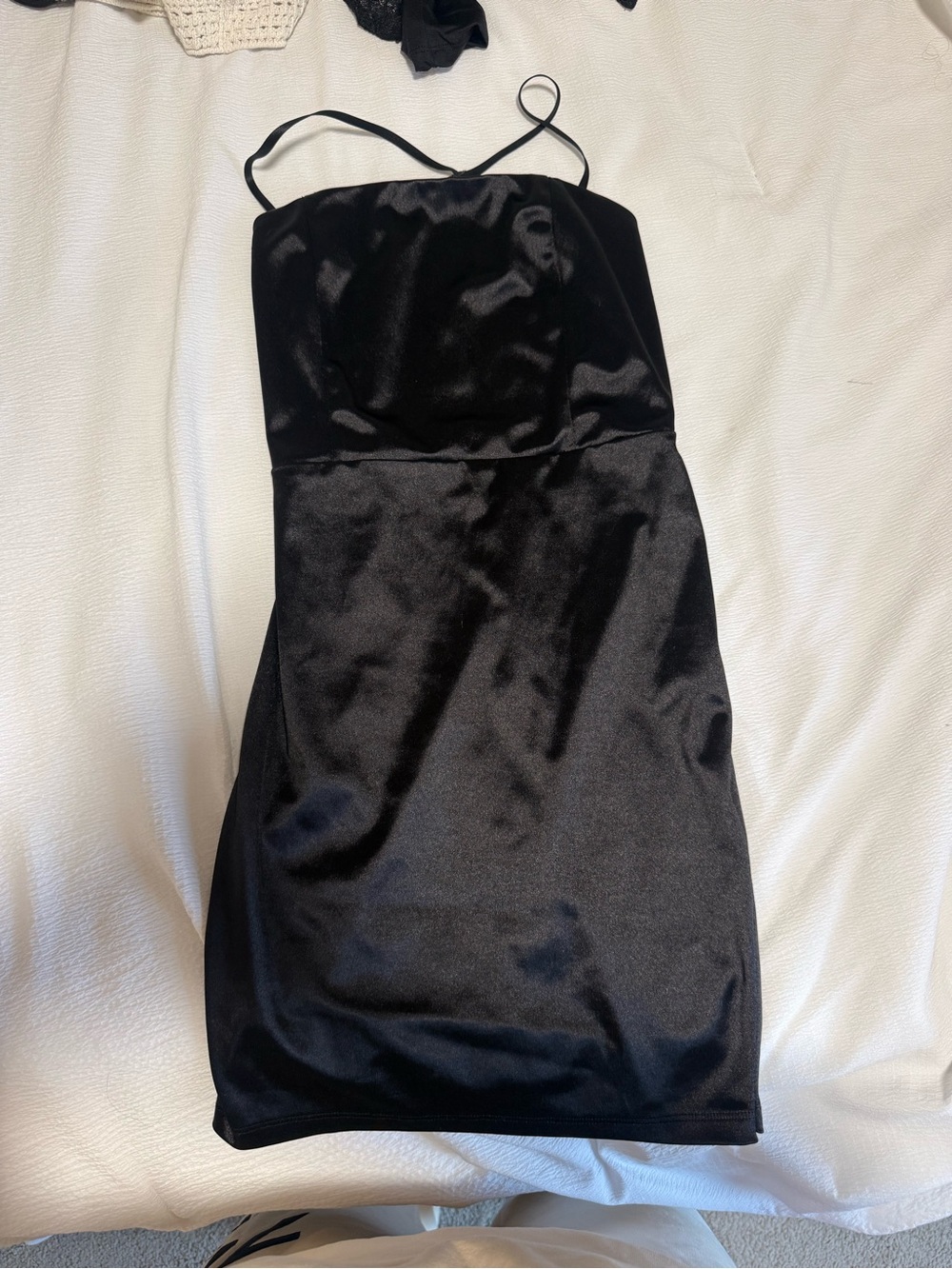 Satin Spaghetti-Strap Little Black Dress